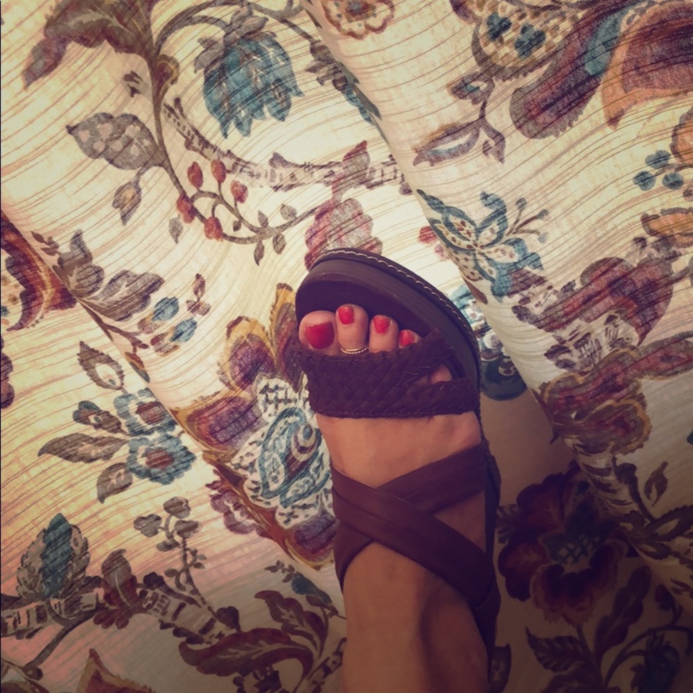 Brown wedge sandals